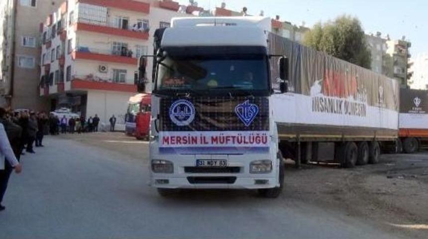 Mersin&rsquo;Den &lsquo;İnsanlık &Ouml;lmesin' Yardımı Yola &Ccedil;ıktı
