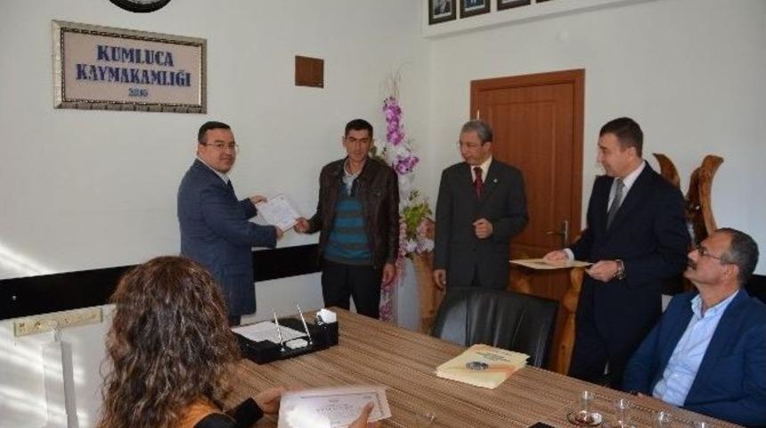 Kumluca&rsquo;da S&uuml;r&uuml; Y&ouml;netimi Elemanları, Belgelerini Aldı