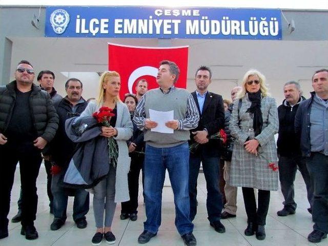 Çeşme’de Chp’lilerden Emniyete Taziye Ziyareti