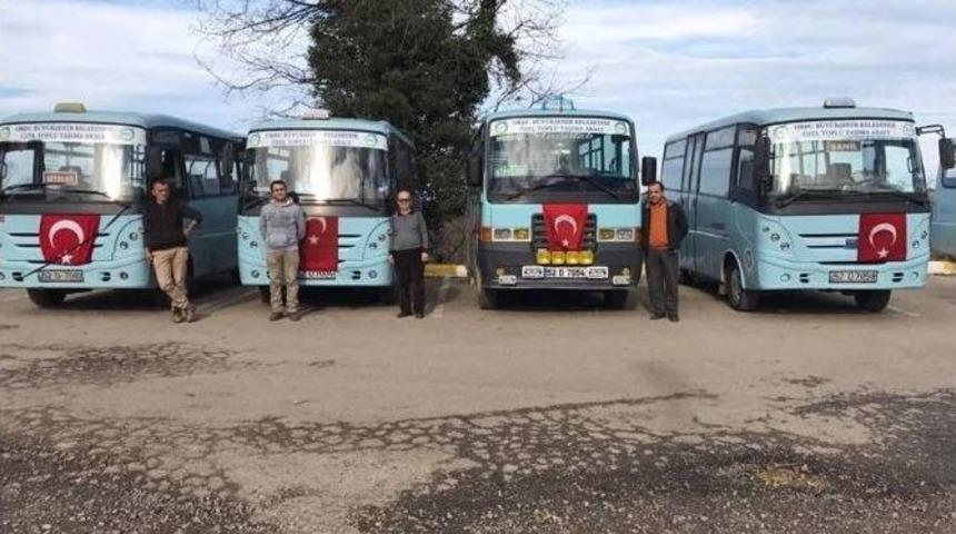 Dolmuş&ccedil;ulardan Ter&ouml;re Bayraklı Ve Kurdeleli Tepki