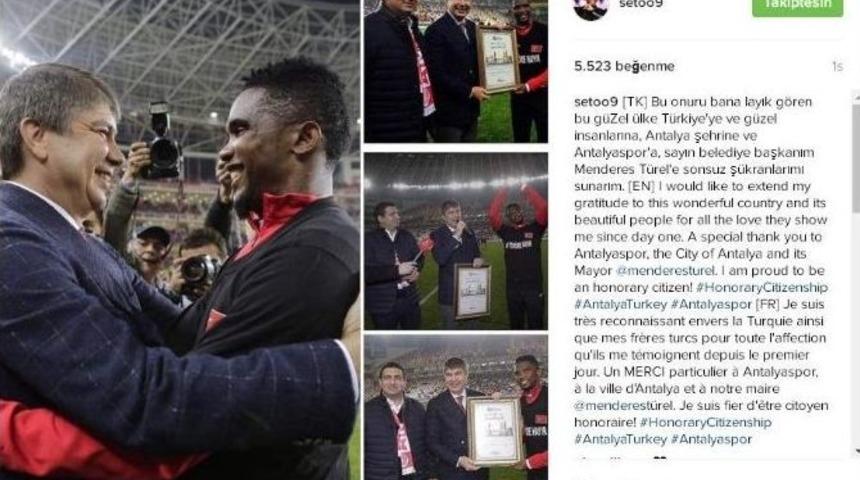 Eto&rsquo;o&rsquo;dan 3 Dilde Teşekk&uuml;r