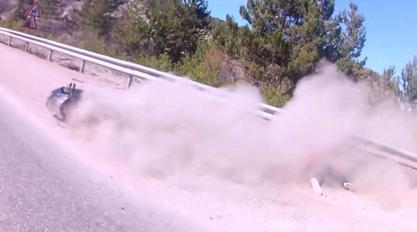 (&ouml;zel Haber) Kastamonu&rsquo;da Motosiklet Kazası Kask Kamerasında