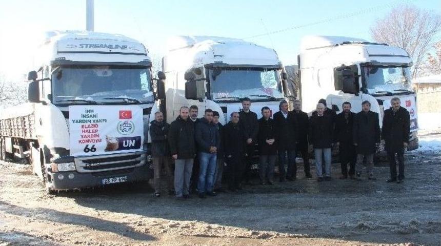 Elazığ&rsquo;dan Halep&rsquo;e 3 Tır Yardım