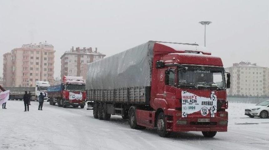 Konya&rsquo;dan Halep&rsquo;e 60 Yardım Tırı Yola &Ccedil;ıktı