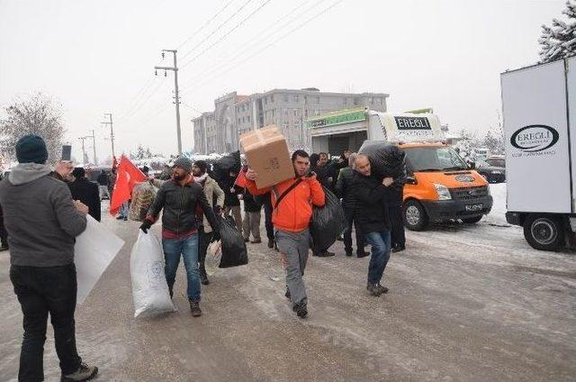 Halep’e Yardım Konvoyu Ereğli’de Karşılandı