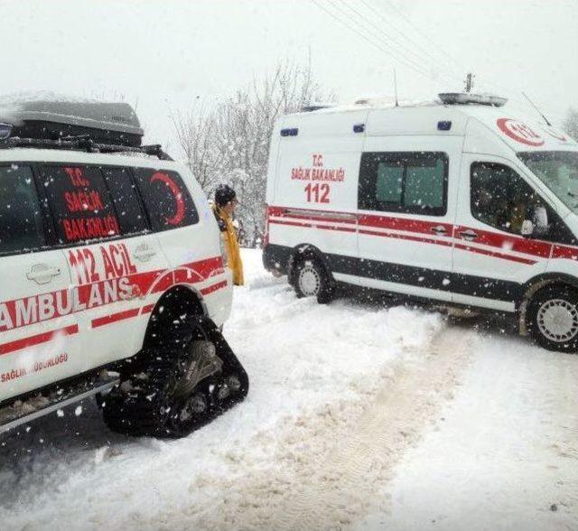 Hamile Kadın Paletli Ambulansla Hastaneye Ulaştırıldı