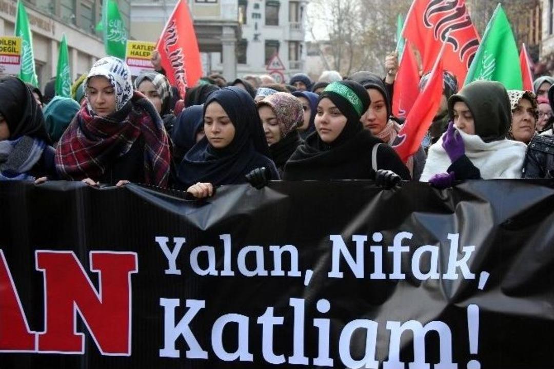 İran Konsolosluğu &Ouml;n&uuml;nde Halep Protestosu