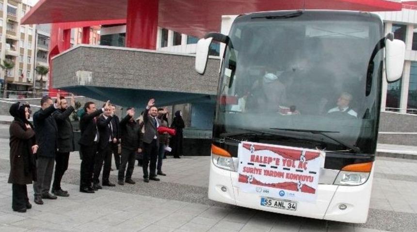 Canik Belediyesi&rsquo;nden Halep&rsquo;e 1 Otob&uuml;s Dolusu İnsan Yardımı