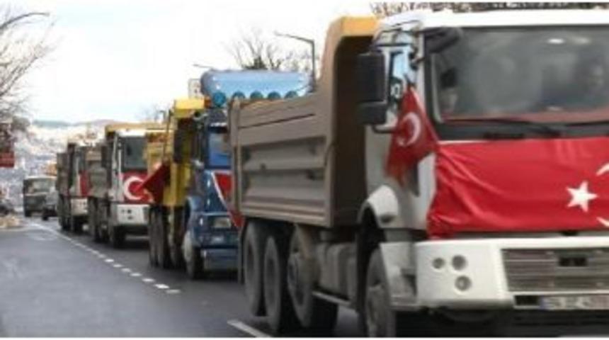 Hafriyat Kamyonları Ile Ter&ouml;re Protesto Konvoyu