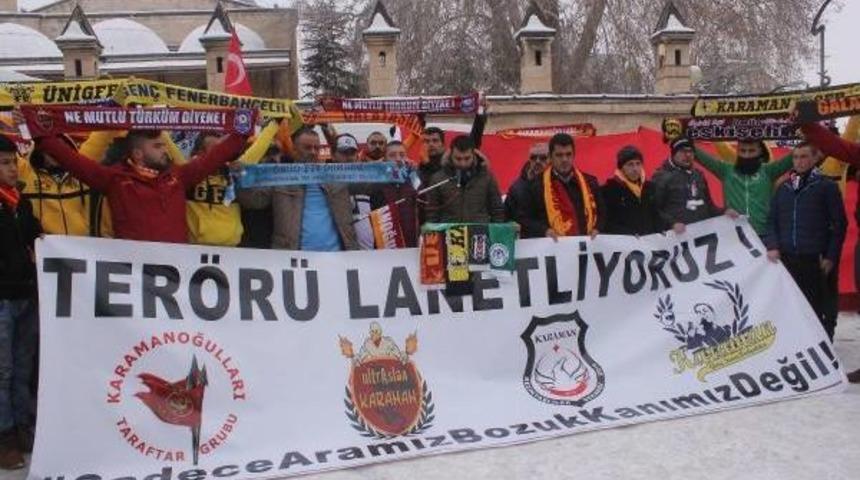 Karaman'da Futbol Taraftar Gruplarından Ter&ouml;re Tepki Y&uuml;r&uuml;y&uuml;ş&uuml;