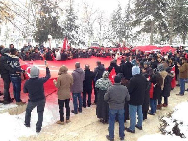 Hdp Binasına Vinçle Türk Bayrağı Astılar