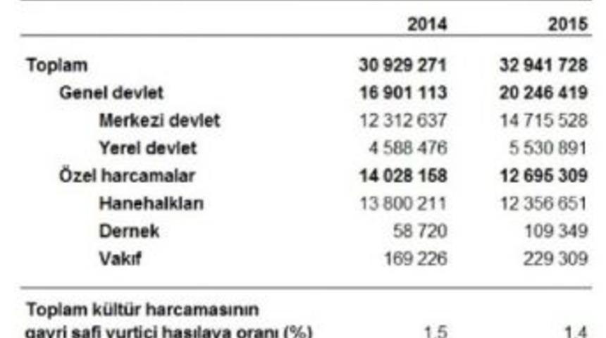 Kültür Harcamaları Yüzde 6.5 Arttı