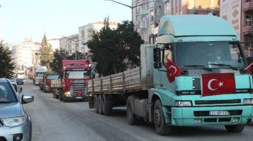 Bilecik Kamyoncular Kooperatifi&rsquo;nden &ldquo;ter&ouml;re Lanet Konvoyu&rdquo;