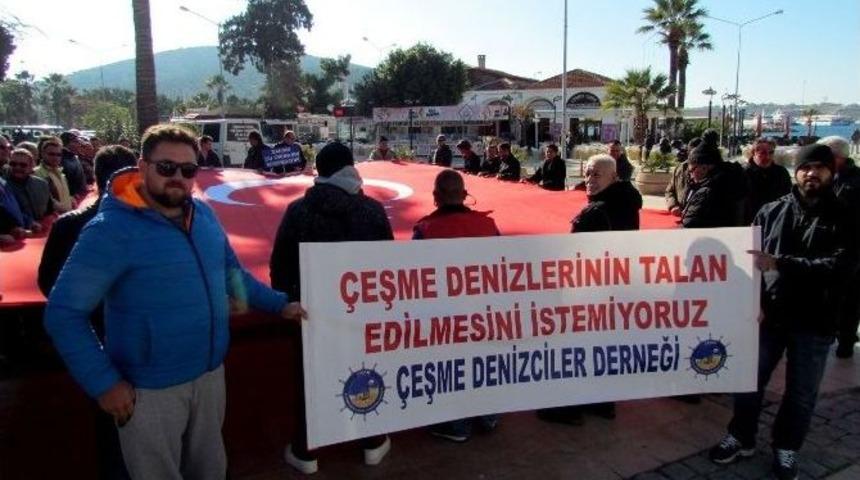 &Ccedil;eşmeli Denizci Ve Balık&ccedil;ılar Deniz Patlıcanının Avlanmasına Karşı