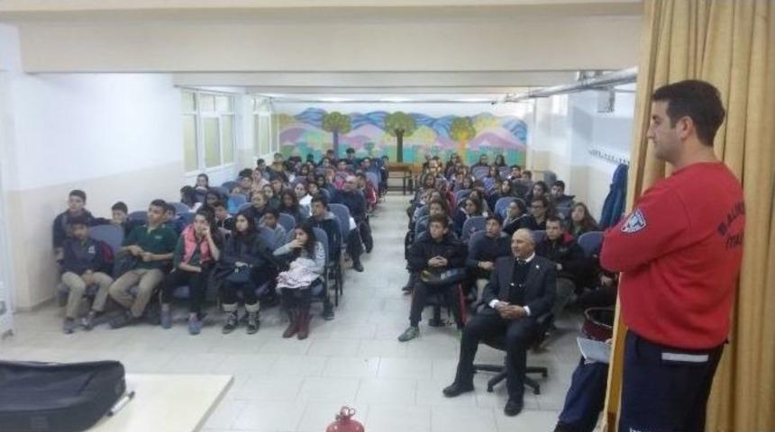 Burhaniye&rsquo; De Okulda Yangın Eğitimi