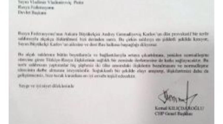 Kılı&ccedil;daroğlu, Rusya Devlet Başkanı Putin&rsquo;e Taziye Mektubu G&ouml;nderdi