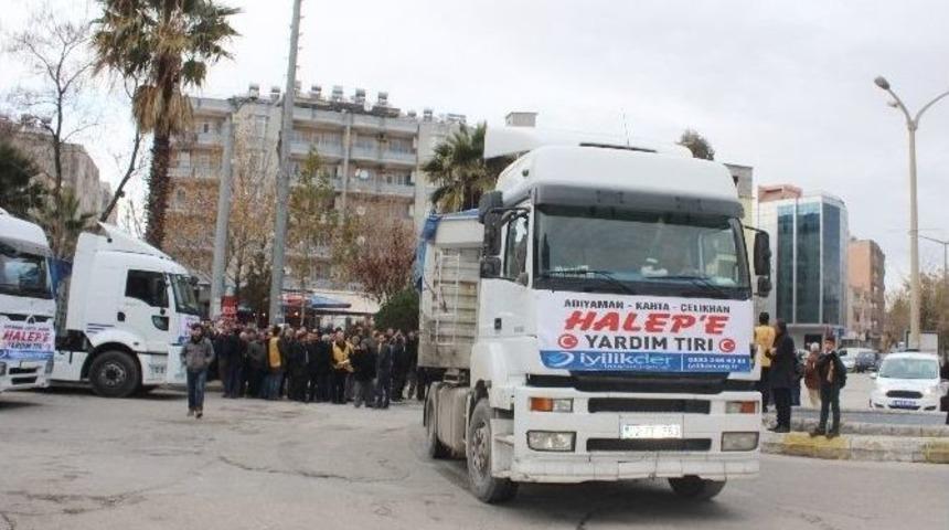 Adıyaman&rsquo;dan Halep&rsquo;e 4 Tır Dolusu Yardım