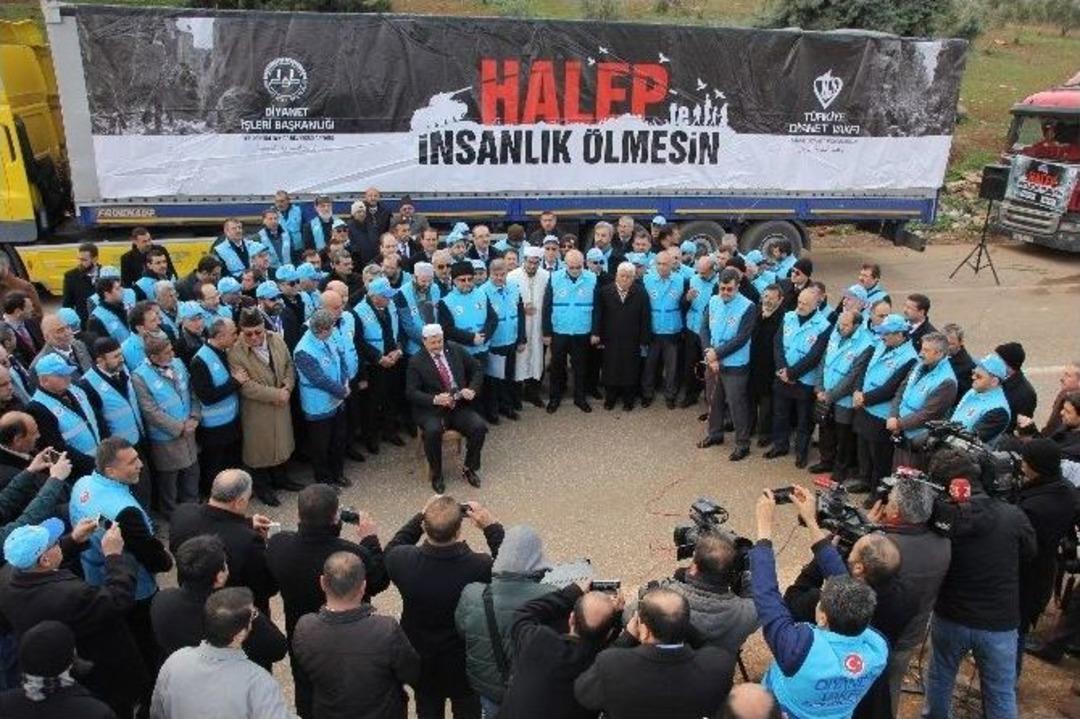 Diyanet&rsquo;in Yardım Tırları Dualar Eşliğinde İdlib&rsquo;e Yolcu Edildi