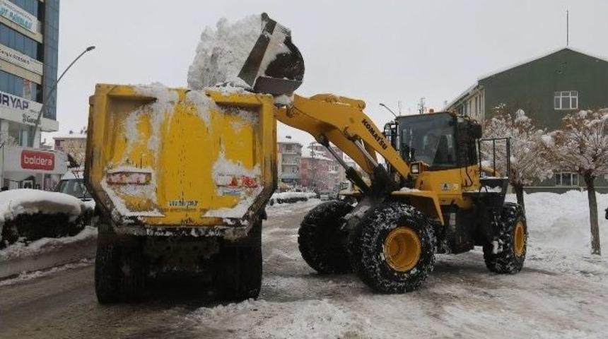 Belediye Kar Yığınlarını Kamyonlarla Şehir Dışına Taşıyor