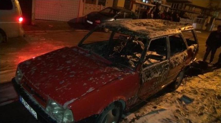 Suriyeli Vatandaşın Arabası Cayır Cayır Yandı