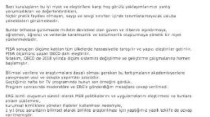 Pisa Sonu&ccedil;larını Eleştiren Erg'ye Meb'den 'yaptırım'