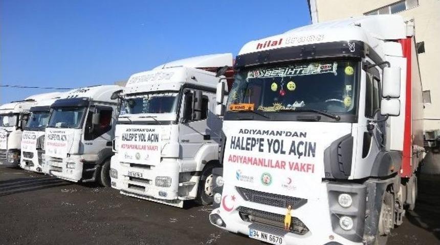 Adıyaman&rsquo;ın Hayırsever İş Adamlarından Halep&rsquo;e 19 Tır Yardım