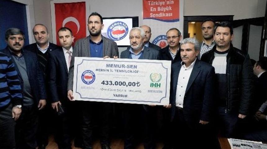 Memur-sen Mersin Temsilciliğinden Halep&rsquo;e 433 Bin Liralık Yardım