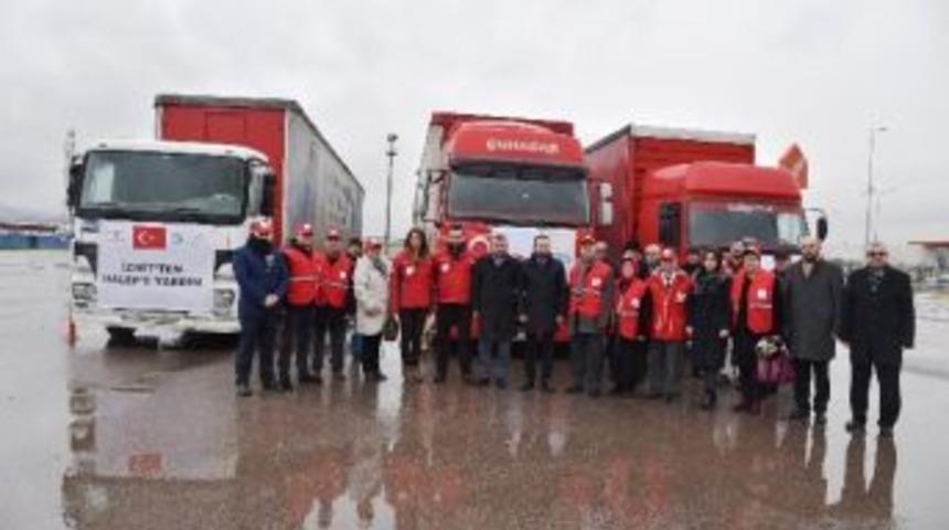 İzmit&rsquo;te Halep İ&ccedil;in Toplanan Yardımlar Yola &Ccedil;ıktı