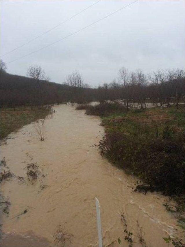 Aşırı Yağış Dereyi Taşırdı, Bağlantı Yolunu Kapandı