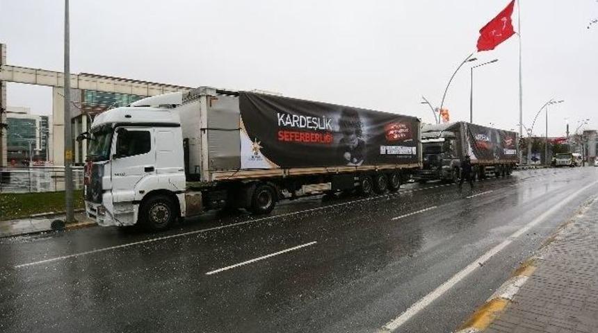 Sultangazi’den Halep’e 10 Tır Yardım Malzemesi