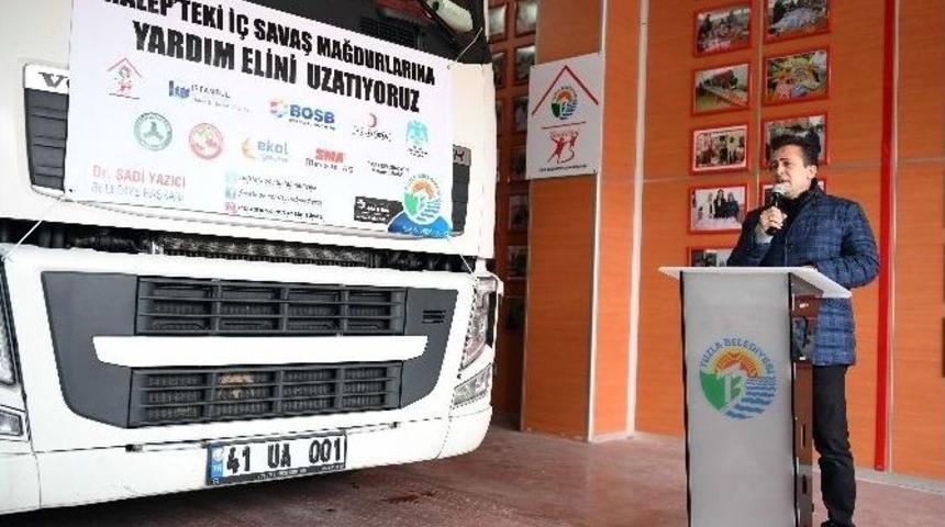Tuzla Belediyesi, Halep&rsquo;e 10 Tır Yardım Malzemesi G&ouml;nderdi