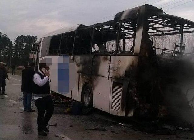 Samsun’da Yolcu Otobüsü Alev Alev Yandı