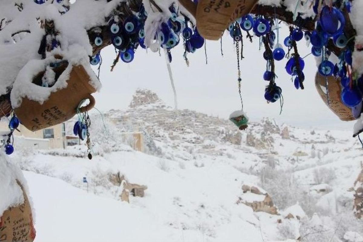 Kapadokya&rsquo;dan Muhteşem Kar Manzaraları