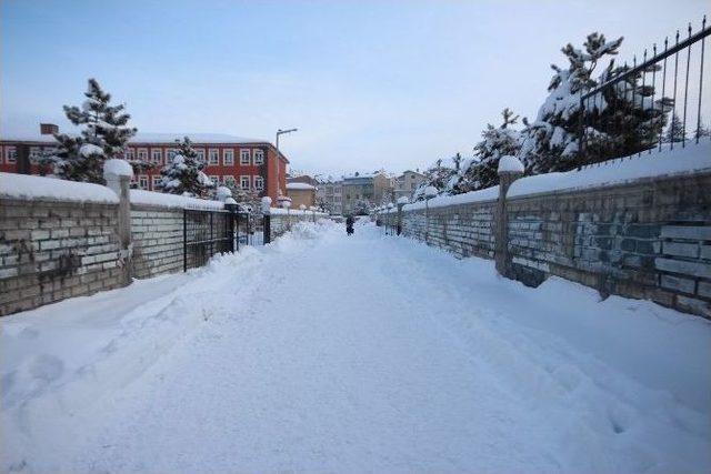 Beyşehir Belediyesi Okul Bahçelerini Kardan Temizledi