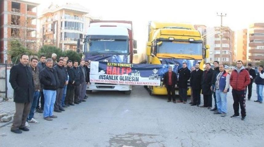 Halep İ&ccedil;in Yardım Tırları Yola &Ccedil;ıktı