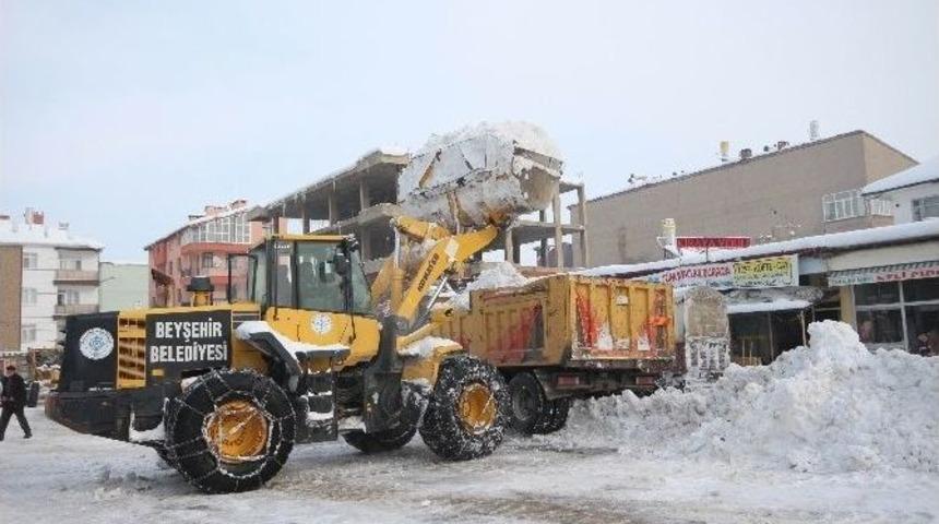 Beyşehir&rsquo;de Kar Temizliği Seferberliği