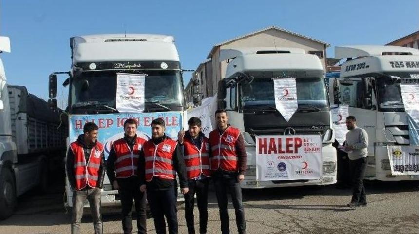 Siirt&rsquo;ten Halep&rsquo;e İnsanı Yardım Tırları G&ouml;nderildi
