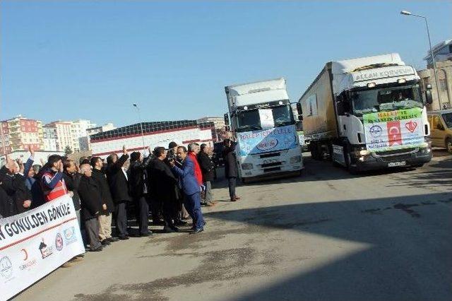 Siirt’ten Halep’e İnsanı Yardım Tırları Gönderildi