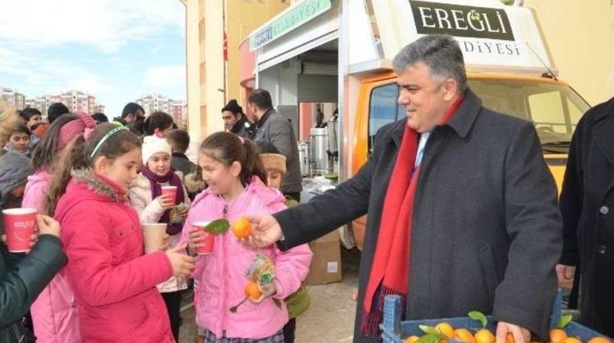 Ereğli Belediyesi&rsquo;nin &Ouml;ğrencilere &Ccedil;orba İkramı S&uuml;r&uuml;yor