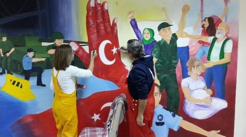 Aydın&rsquo;da &ldquo;15 Temmuz Milli İrade Destanı&rdquo; Duvarlara İşlendi