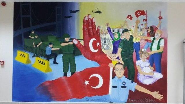 Aydın&rsquo;da &ldquo;15 Temmuz Milli İrade Destanı&rdquo; Duvarlara İşlendi 1