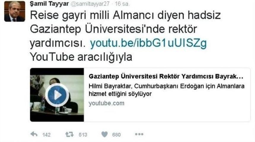 Şamil Tayyar&rsquo;dan Gaziantep &Uuml;niversitesi Rekt&ouml;r Yardımcısına Sert Tepki