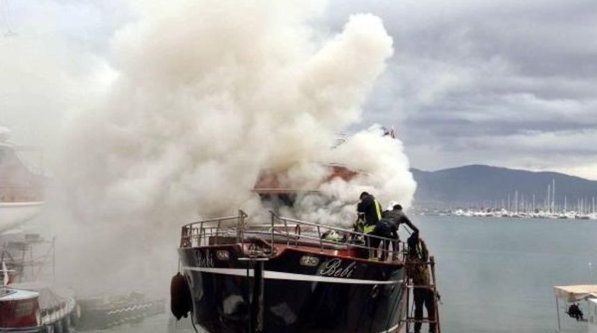 Bakıma Alınan Motor Yatta Yangın &Ccedil;ıktı