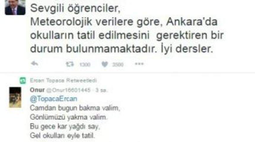 Öğrenciler, Ankara Valisi Topaca’yı Kar Tatili Mesajına Boğdu