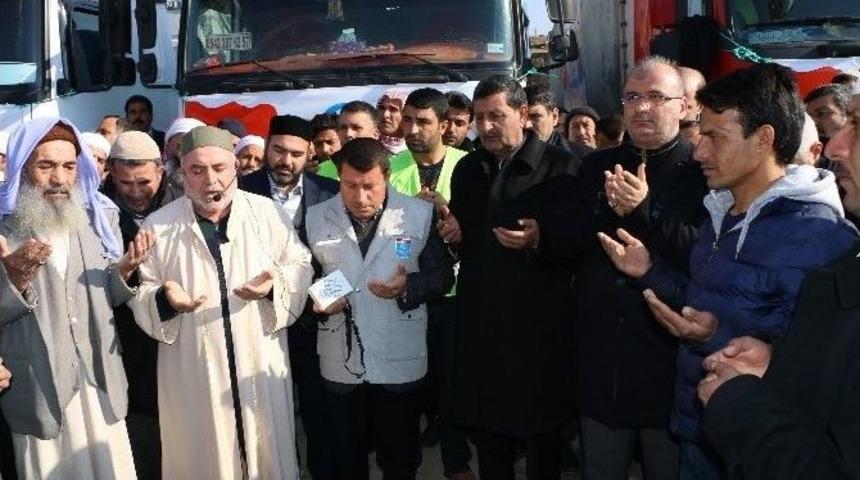 Harran’dan Halep’e İnsani Yardım Taşıyan 3 Tır Daha Yola Çıktı