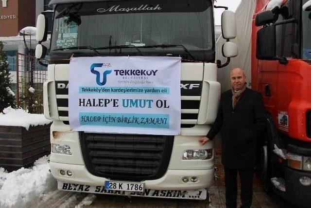 Tekkeköy’den Halep’e 4 Tır Yardım