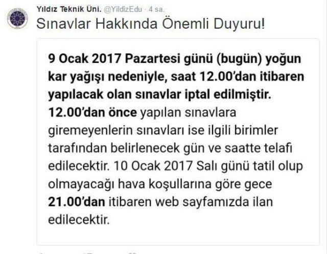 İşte Kar Sebebiyle Sınavları Ertelenen Üniversiteler