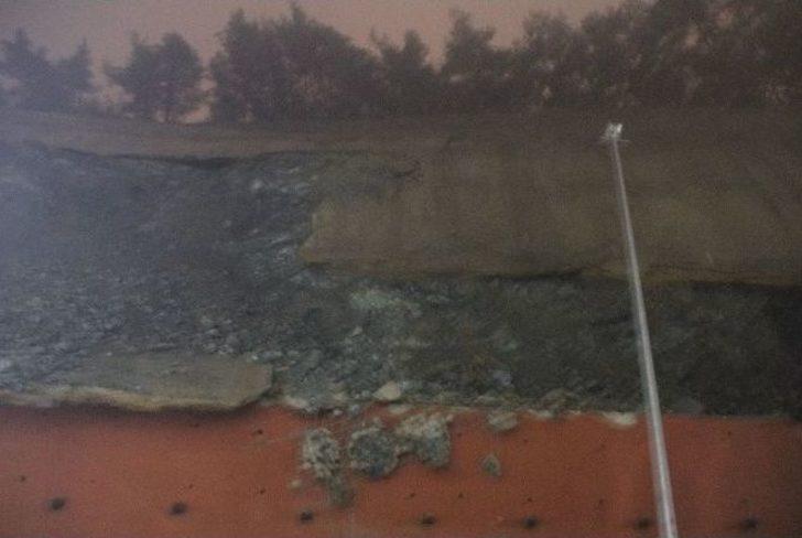 Aşırı Yağmurdan Okul Bahçe Duvarında Kayma Meydana Geldi G1