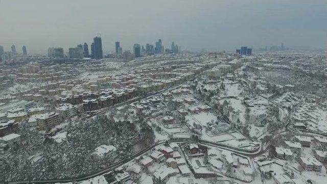 İstanbul’un Beyaz Örtüsü Havadan Görüntülendi