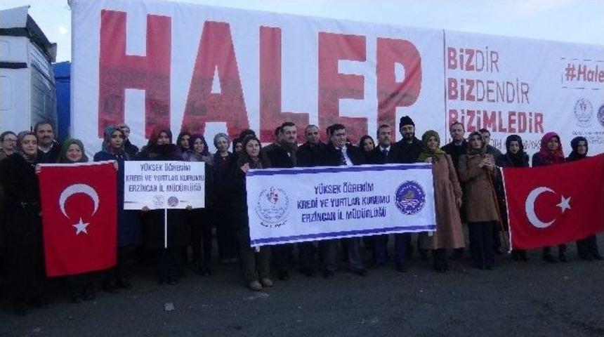 Erzincan Kyk&rsquo;dan Halep&rsquo;e 4 Tır Dolusu Yardım Malzemesi